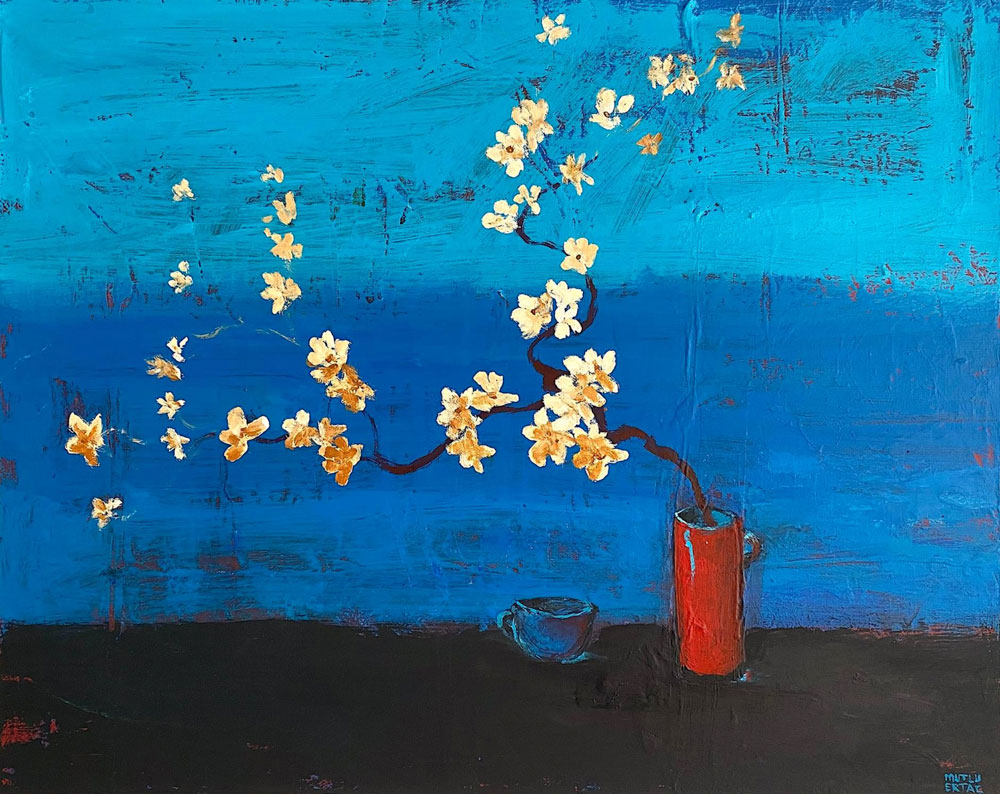 Front view of sample painting, Untitled (Blue Study) by Jane Doe